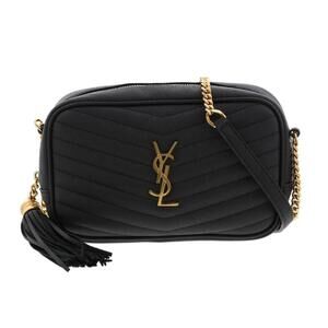 SAINT LAURENT Lou Leather Chain Shoulder Bag Black